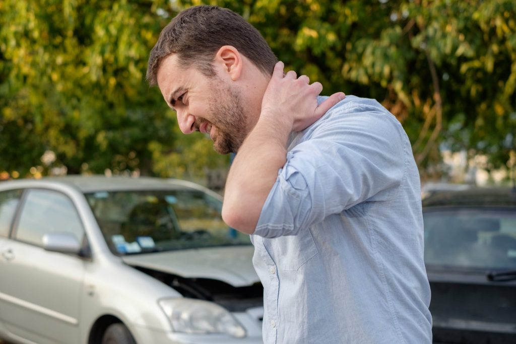 Man with neck pain after a car accident