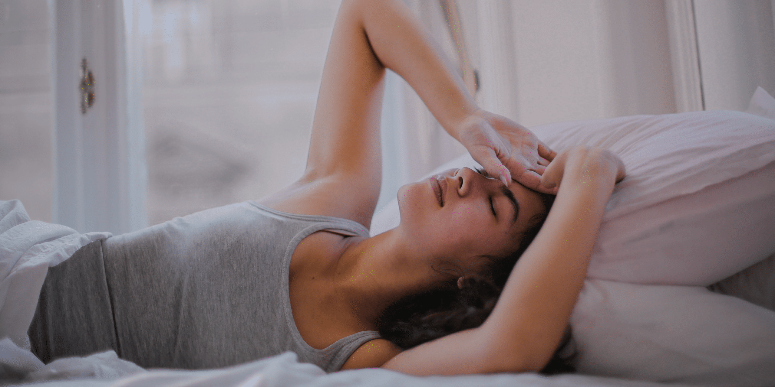 A women taking a rest suffering from the concussion