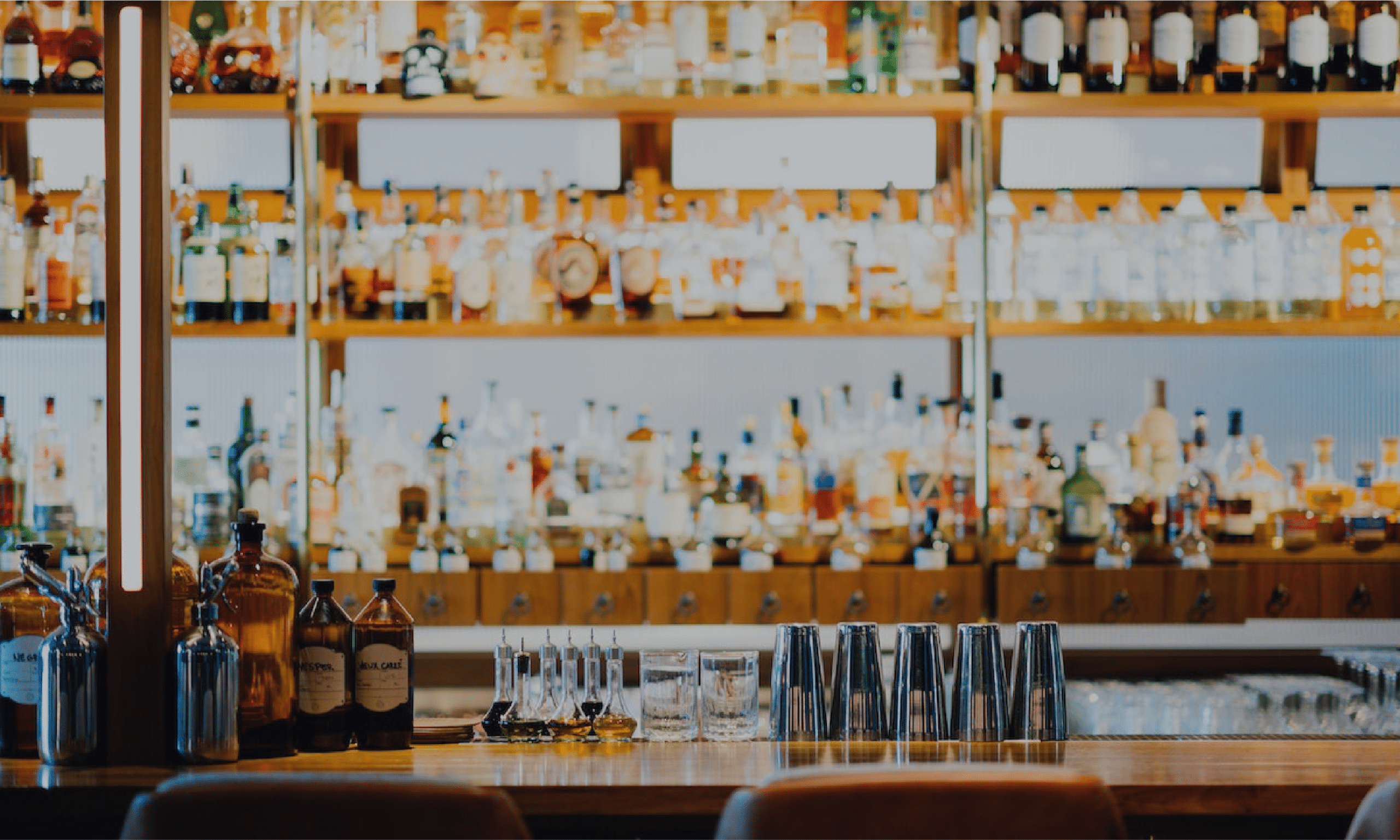 Bar and liquor bottles at a dram shop