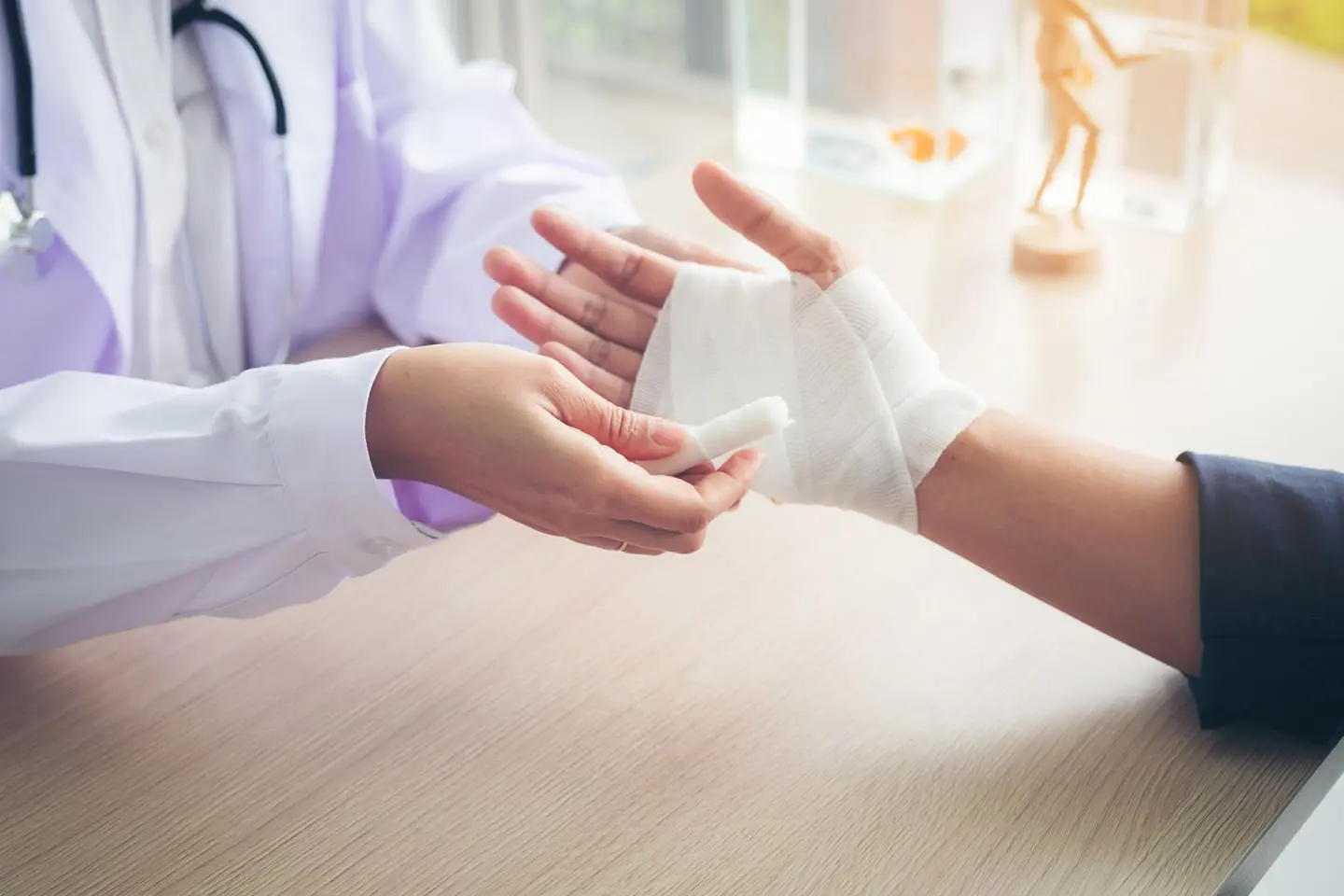 Bandaged Hand After Dog Bite